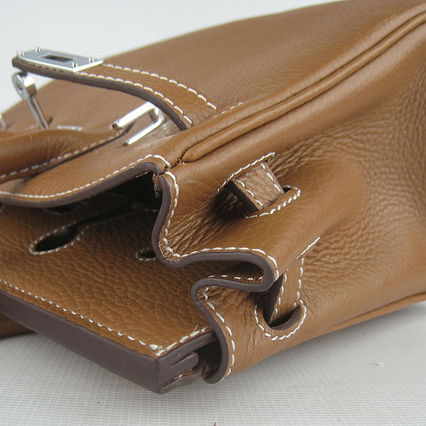 Super A Replica Hermes Togo Leather Birkin 25CM Handbag Light Coffee 6068 - Click Image to Close